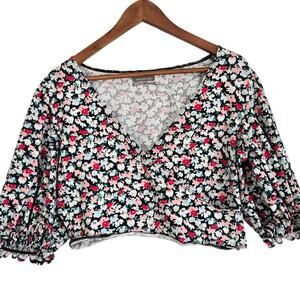 Soft Victorian Romantic Cottagecore Milkmaid 70's Ditsy Floral Puff Sleeve XL